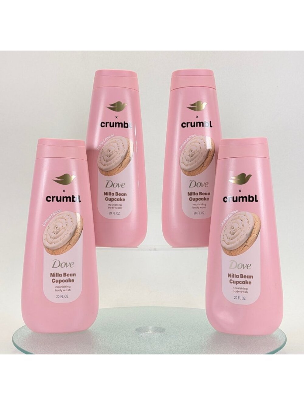 Dove X Crumble Nilla Bean Cupcake 20 FL Oz Limited Edition Body Wash (X4)